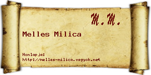 Melles Milica névjegykártya